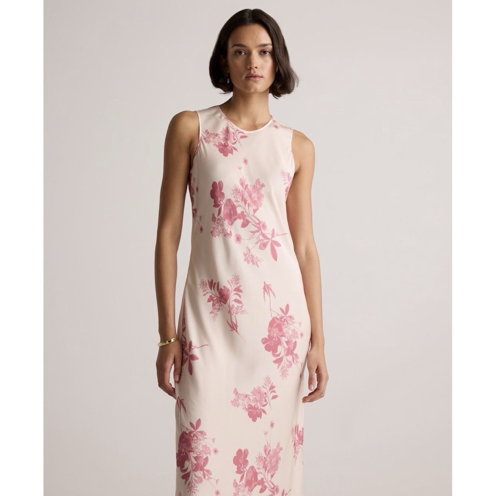 Quince Washable Silk Pink Floral Tank Midi Dress Sz Sz M Feminine - Picture 3 of 16